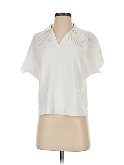 Pre-owned Vila Milano Short Sleeve Top Ivory Collared Neckline Tops In White