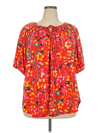 Pre-owned Vila Short Sleeve Blouse In Red