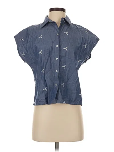 Pre-owned Vila Sleeveless Button Down Shirt In Blue