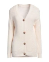 Vila Woman Cardigan Ivory Size L Acrylic, Recycled Polyester In White