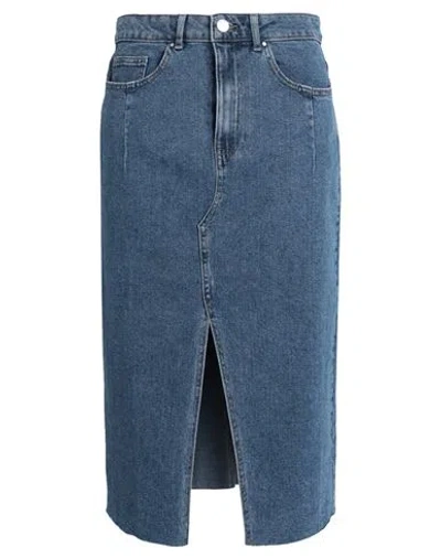 Vila Woman Denim Skirt Blue Size 12 Cotton, Elastane