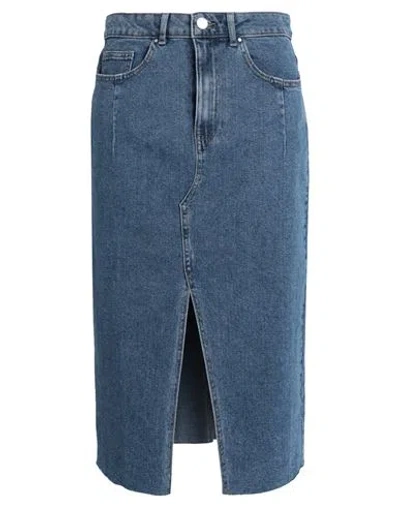 Vila Woman Denim Skirt Blue Size 8 Cotton, Elastane