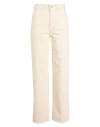 Vila Woman Jeans Ivory Size 10 Cotton, Elastane In White