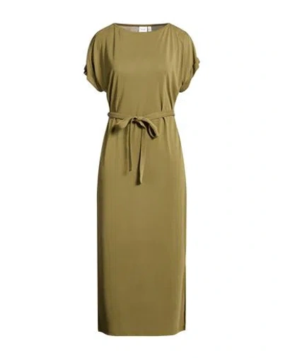 Vila Woman Midi Dress Military Green Size L Tencel, Polyester