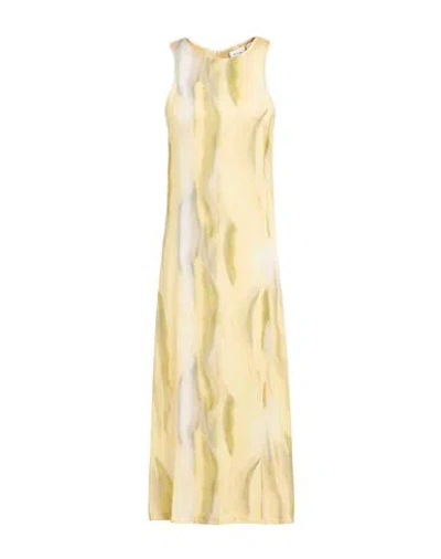 Vila Woman Midi Dress Yellow Size 12 Viscose