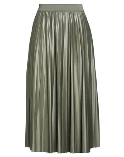 Vila Woman Midi Skirt Military Green Size L Recycled Polyester, Elastane