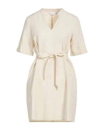 Vila Woman Mini Dress Off White Size 10 Viscose, Cotton, Linen In Neutral