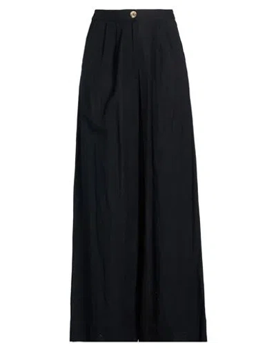 Vila Woman Pants Black Size 8 Organic Cotton, Linen