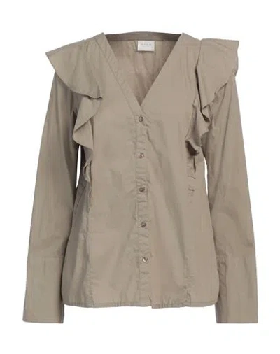 Vila Woman Shirt Sage Green Size L Cotton
