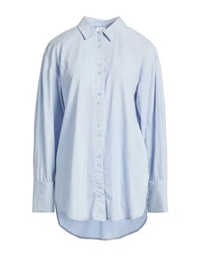 Vila Woman Shirt Sky Blue Size 6 Cotton In Animal Print