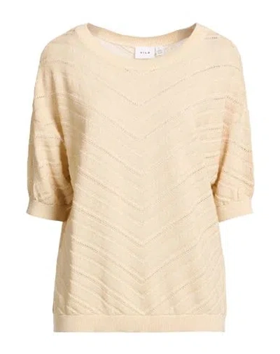 Vila Woman Sweater Beige Size L Acrylic In Brown