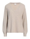 Vila Woman Sweater Beige Size M Recycled Polyester, Polyester, Acrylic, Elastane In Beige