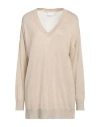 Vila Woman Sweater Beige Size L Viscose, Polyester