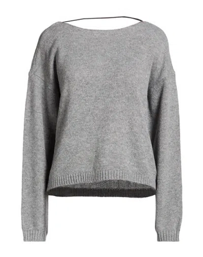 Vila Woman Sweater Grey Size M Recycled Polyester, Polyester In Gray