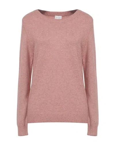 Vila Woman Sweater Pastel Pink Size L Viscose, Nylon, Polyester