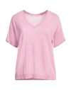 Vila Woman Sweater Pink Size M Recycled Polyester, Viscose, Nylon, Polyester In Pink