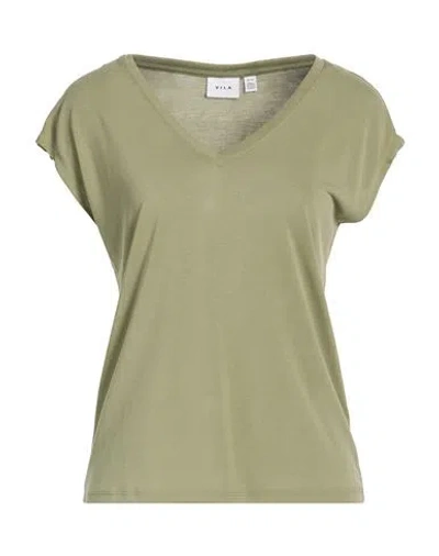 Vila Woman T-shirt Sage Green Size Xs Tencel, Polyester
