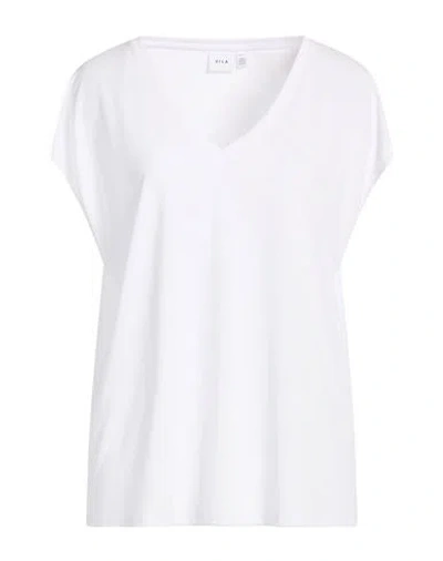 Vila Woman T-shirt White Size Xl Tencel, Polyester