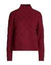 Vila Woman Turtleneck Garnet Size S Recycled Polyester, Polyester In Red