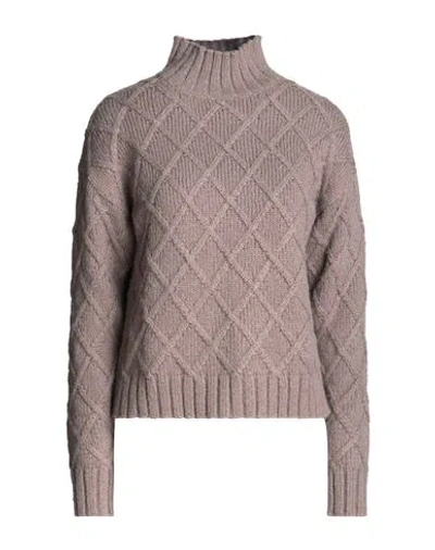Vila Woman Turtleneck Taupe Size S Recycled Polyester, Polyester In Grey