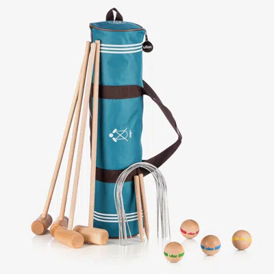 Vilac Kids' Wooden Junior Croquet Set (60cm) In Blue
