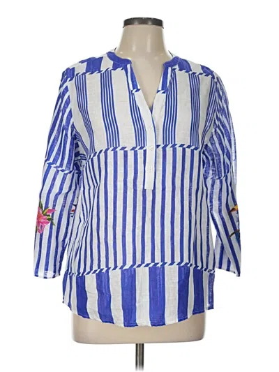 Pre-owned Vilagallo 3/4 Sleeve Button Down Shirt In Blue