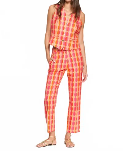 Vilagallo Agata Ikat Vest In Orange In Red