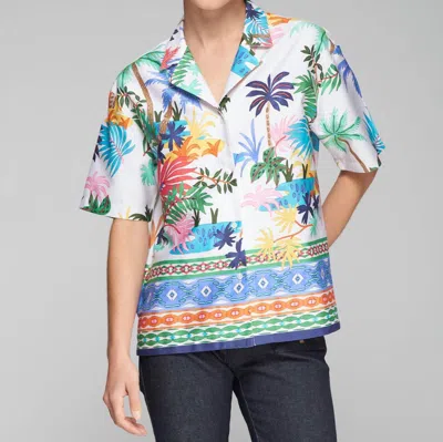Vilagallo Alyona Shirt In Palmeras Greca In Blue