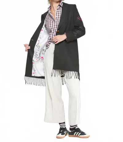 Vilagallo Amalia Graffiti Coat In Dark Green In Black