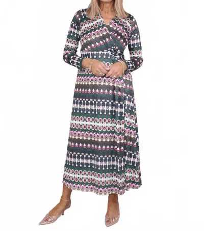 Vilagallo Amelia Wrap Dress In Green Multi