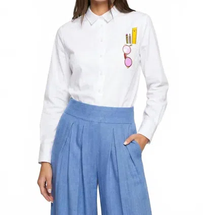 Vilagallo Ana Blouse With Embroidered Pocket In White