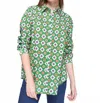 Vilagallo Anastasia Shirt In Geometrico Verde Ros In Green