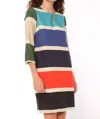 VILAGALLO AREZZO MULTICOLOUR BLOCK STRIPE DRESS