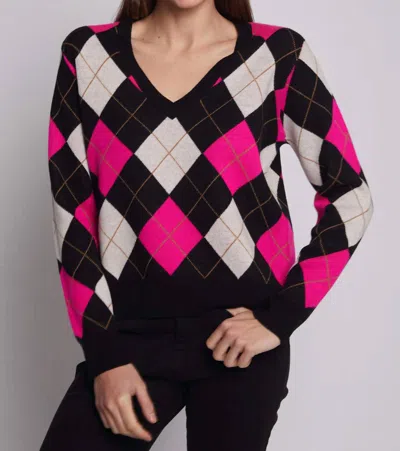 Vilagallo Argyle Pullover In Black Wool Blend In Red