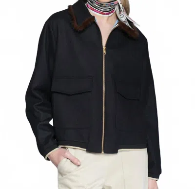 Vilagallo Bomber Wool Jacket In Negro Lana In Black