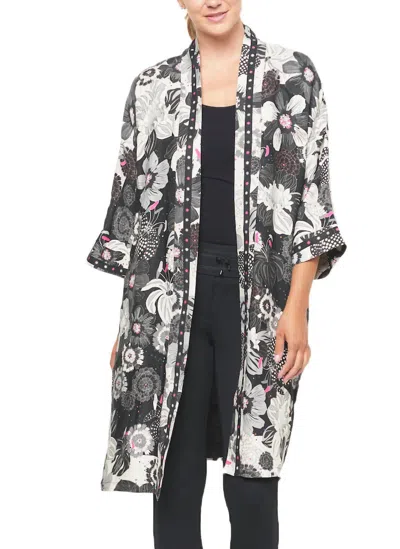 Vilagallo Brema Graphic Kimono Coat In Black Multi In Grey