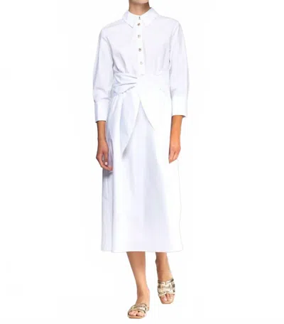 VILAGALLO BUTTON FRONT MIDI DRESS IN WHITE