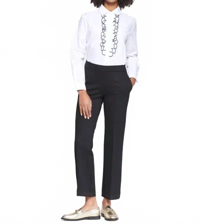 Vilagallo Carole Straight Leg Trouser Pants In Estructura In Black