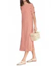 Vilagallo Clara Midi Dress In Red Geometric In Pink