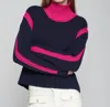 Vilagallo Colorblock Turtleneck Sweater In Navy/pink In Blue