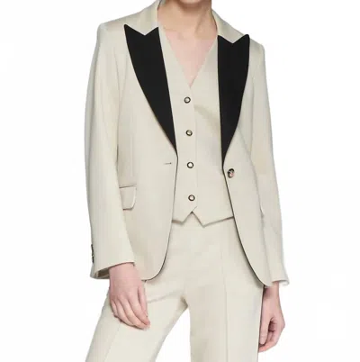 Vilagallo Contrast Lapel Heather Jacket In Cruda Side Stripe In Neutral