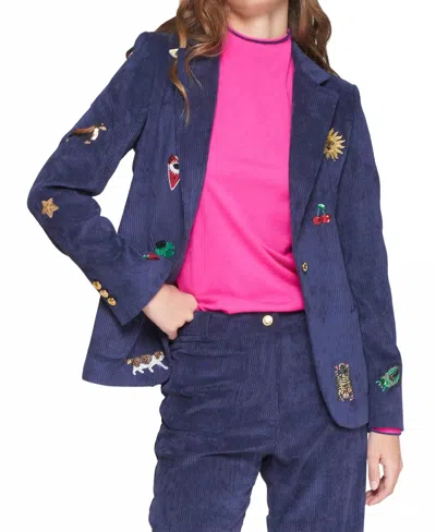 Vilagallo Corduroy Motif Jacket In Navy In Blue