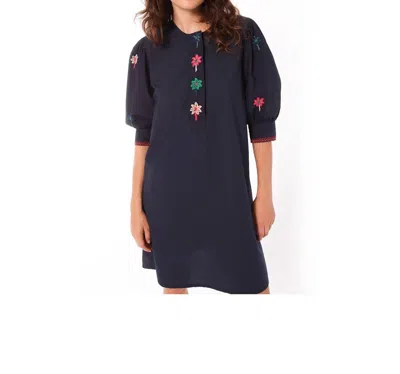 Vilagallo Cotton Poplin Dress In Navy In Blue