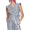 Vilagallo Cruzado Crossed Top In Raya Azul In Blue