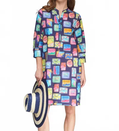 Vilagallo Dani Mini Dress In Sardinas Navy In Blue