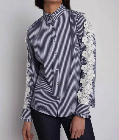Vilagallo Diana Shirt In Navy Stripes In Multi