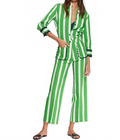 Vilagallo Diana Straight Leg Pants In Green/white In Multi