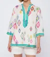 Vilagallo Diletta Diamond Tunic Top In White In White