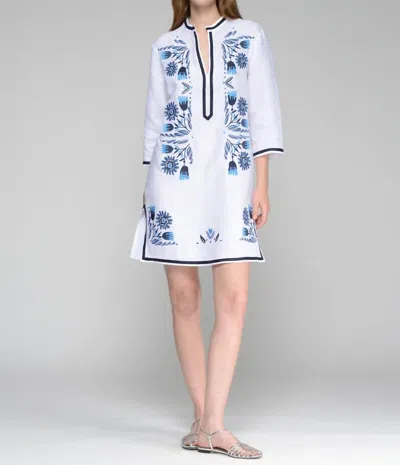 Vilagallo Diletta Kaftan Dress In Lino Blanco In White