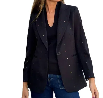 Vilagallo Embellished With Bright Colored Rhinestones Blazer In Black In Blue